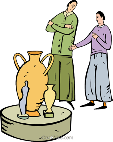 People Looking At A Selection Of Vases Royalty Free (382x480), Png Download