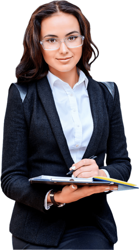 Young Pretty Business Woman Wearing Glasses Taking - Young Business Woman Png (450x800), Png Download