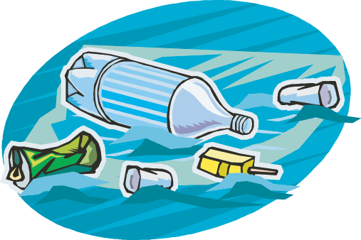 Graphic Black And White Library Ocean Clipart Free - Trash In Water Png (507x338), Png Download