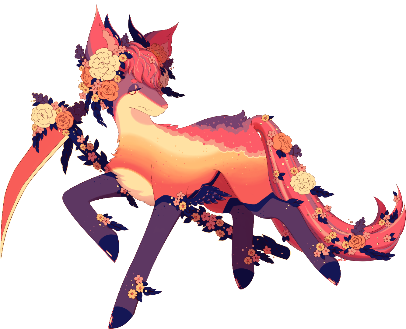 A Sunset Colored Deer Creature - Illustration (1415x1158), Png Download