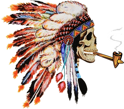 American Indian Png - Skull With Native American Head Dress (415x379), Png Download