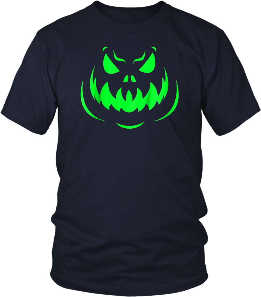 Scary Face Halloween Dark Green T-shirt - Halloween T-shirt. Hocus Pocus Shirt. Cat Tshirt Ghost (1024x1024), Png Download