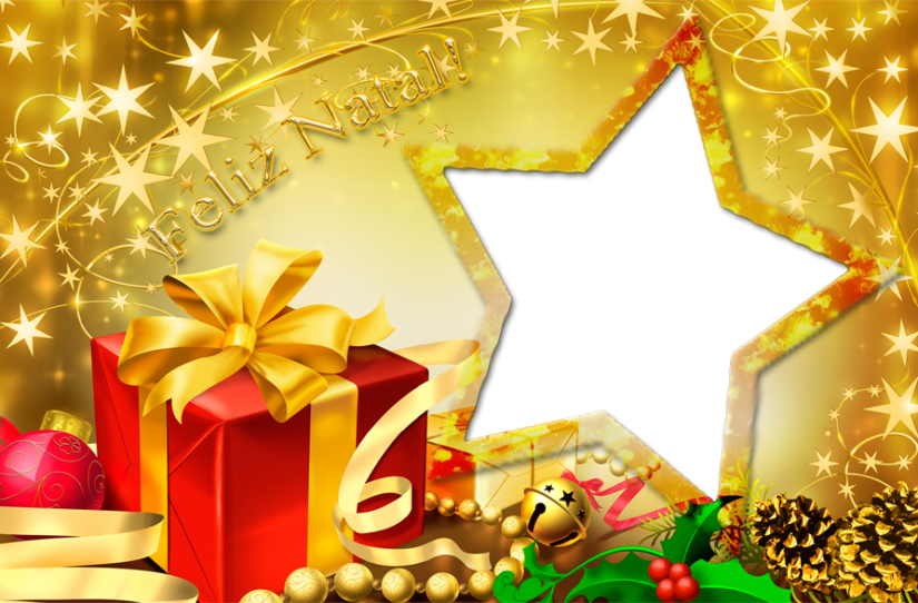 Moldura Estrela De Natal - Merry Christmas Feliz Navidad Feliz Natal (825x542), Png Download