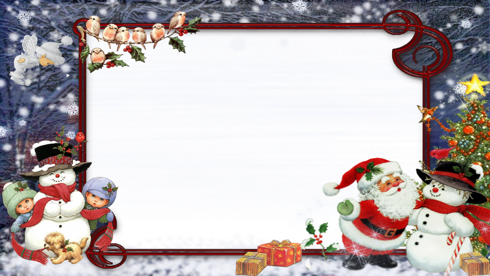Moldura Natal E Png - Marcos De Fotos De Navidad (1600x900), Png Download