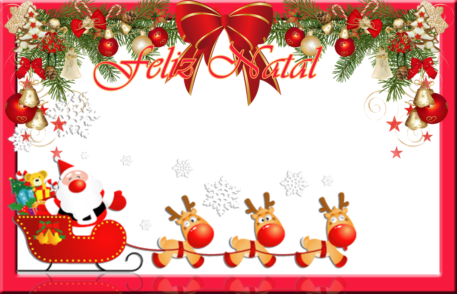 A Seguir, Há Mais Modelos De Convite De Natal Para - Moldura De Papai Noel (1600x1029), Png Download