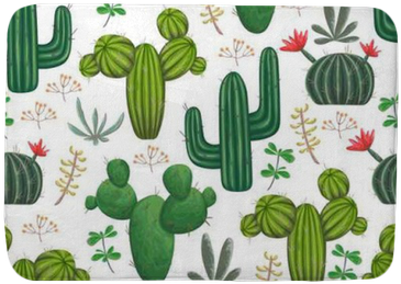 Seamless Pattern With, Cacti, Succulents And Floral - Papier Peint Cactus (400x400), Png Download