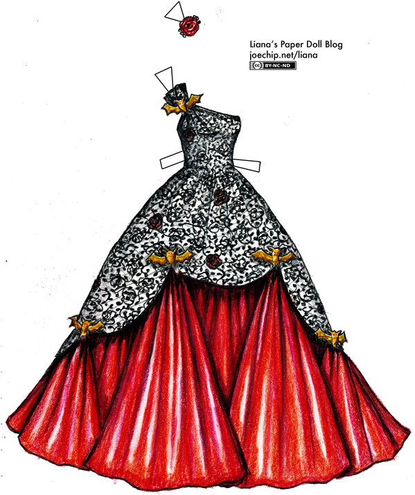 A Dramatic Ballgown With A Fitted Bodice And Overskirt - Drawings Of Ball Gowns (613x723), Png Download