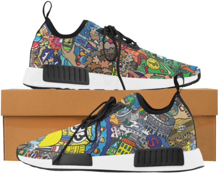 Women's Draco Running Shoes Print Luck 8 Design - No Fixed Abode Mens Grey Trainer With Black Lion Run (530x530), Png Download