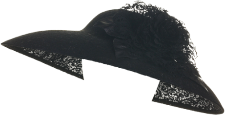 William Chambers Millinery Black Lace Floral Mega Coolie - Funeral Hats With Veil Png (583x475), Png Download