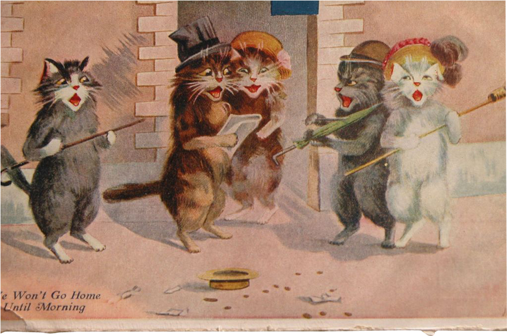 Kittens Clipart Basket Painting - Giclee Painting: We Won't Go Home Until Morning Postcard, (1023x1023), Png Download