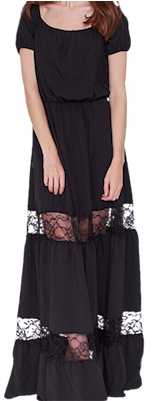 Maxi Dress With Lace Detail - Dress (400x400), Png Download