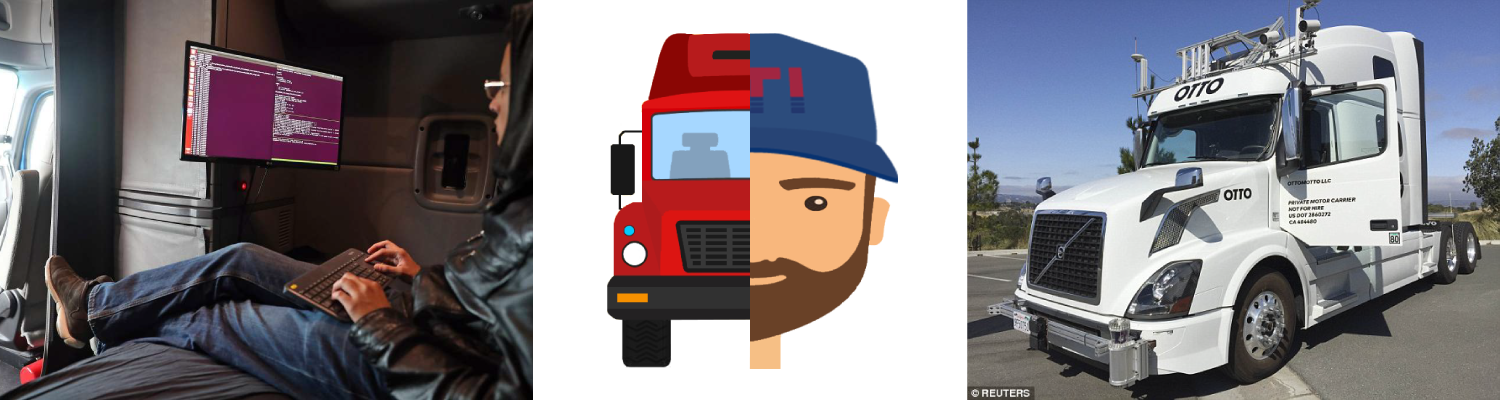 Self Driving Trucks And Driver - Truck (1500x400), Png Download
