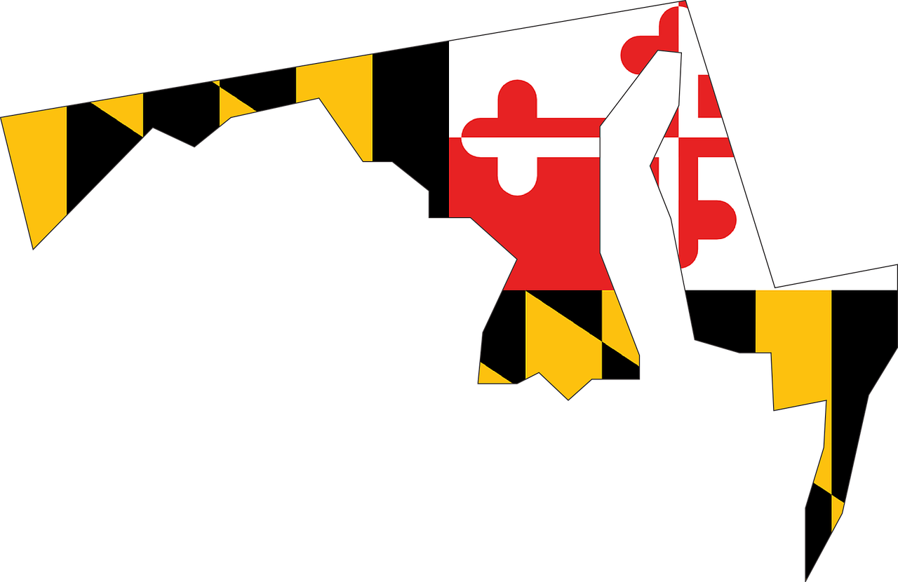 Maryland State Usa Flag Map America Maryla - Maryland State With Flag (523x340), Png Download