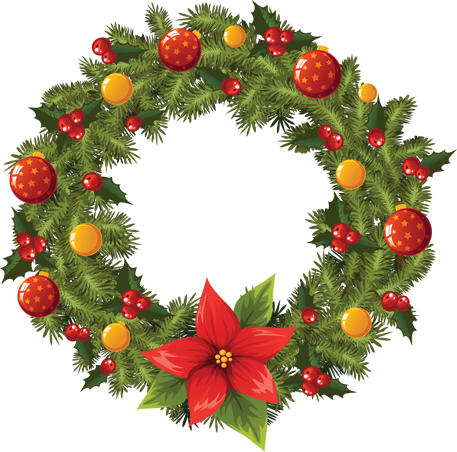Tubes Christmas - Christmas Wreath Png (457x452), Png Download