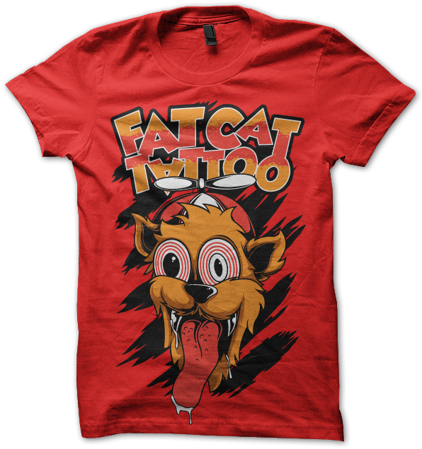 Fat Cat Tattoo - T Shirt (600x648), Png Download