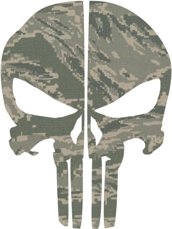 Air Force Digital Camo Punisher Skull Rear Helmet Reflective - Black And White Punisher Skull (468x468), Png Download