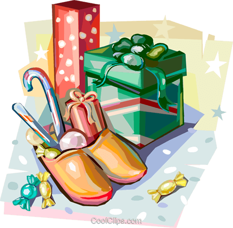 Dutch Christmas Traditional Gifts Royalty Free Vector - Shoes Filled With Gifts (480x469), Png Download