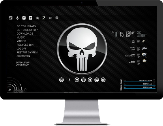 Punisher Desktop Theme - Punisher - 1 Inch Glass Pendant - Necklace Or Keyring (580x446), Png Download