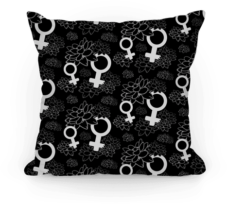 Female Symbol And Lotus Flowers Black Pattern Pillow - Sacred Lotus (484x484), Png Download