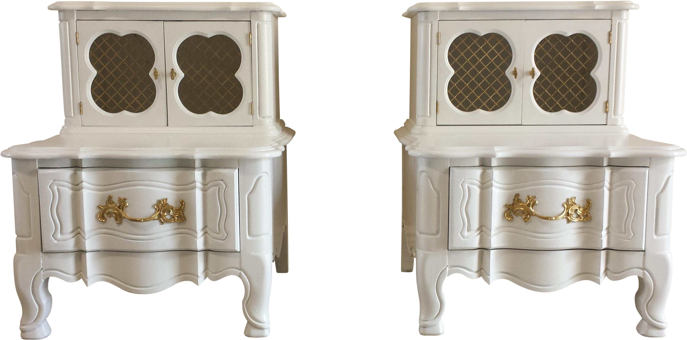 White Chicken Wire Nightstands - Cabinetry (3192x1583), Png Download