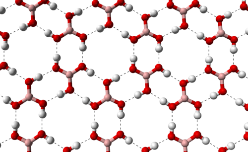 Hydrogen-bonded "chicken Wire" Of Boric - Estructura Del Acido Borico (500x306), Png Download