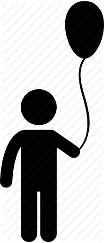 Balloon, Boy, Child, Happy, Holding, Kid, Toddler Icon - Boy With Balloon Black White (400x930), Png Download