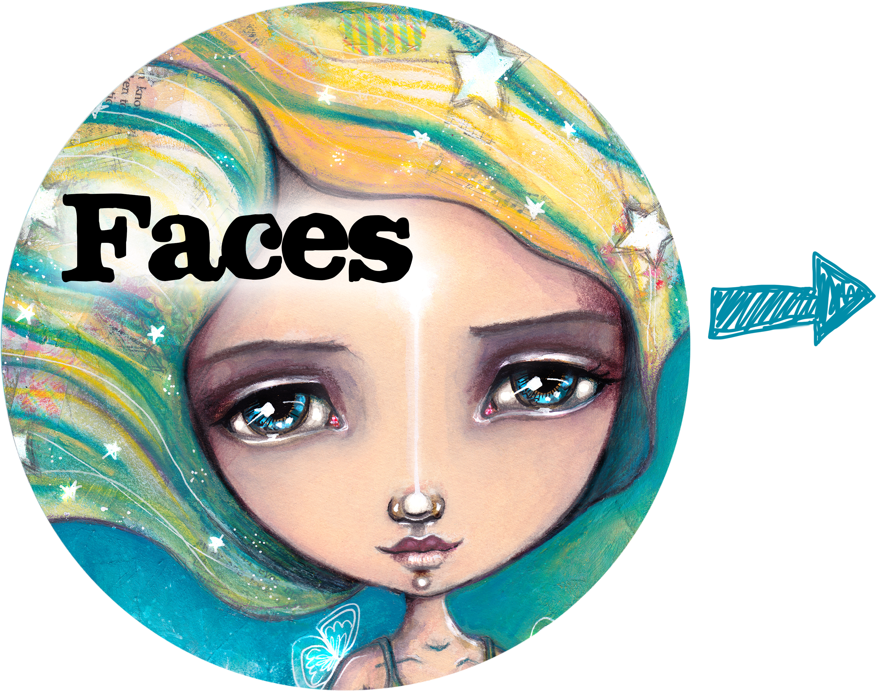 Faces/ Wellbeing, Healing & Art And Whimsical/ Quirky - Illustration (3154x2530), Png Download