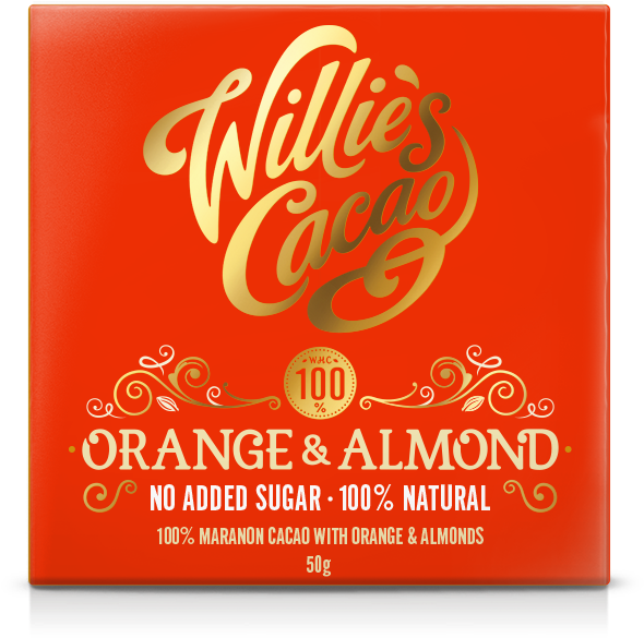 Orange & Almond 100% Cacao No Added Sugar Flat - Graphic Design (606x629), Png Download