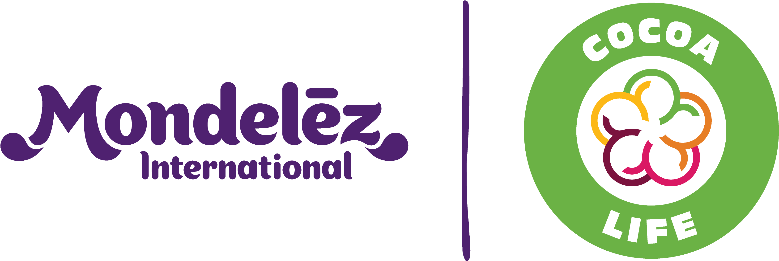 Top Of Page - Logo Mondelez Cocoa Life (4072x1458), Png Download
