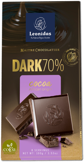 Leonidas Dark 70% Cocoa African Origins Bars - Leonidas Dark Chocolate (600x600), Png Download