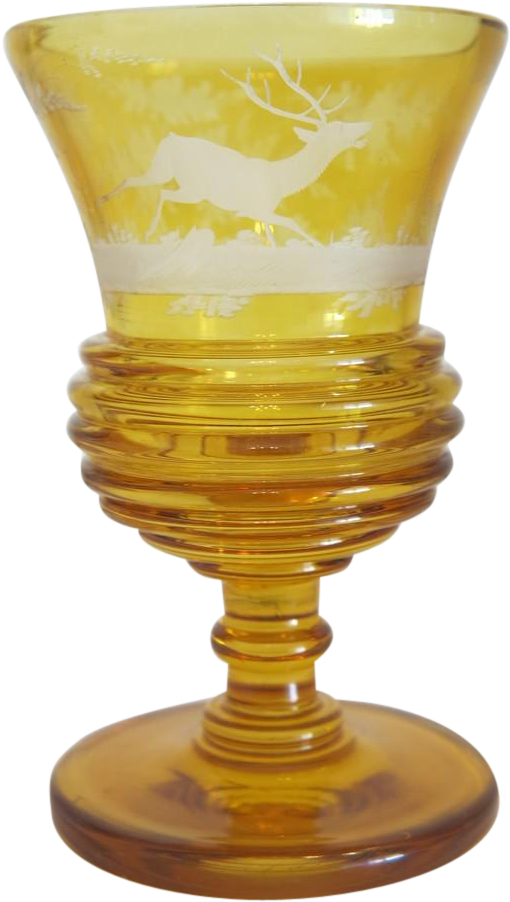 Bohemian Amber Crystal Glass Goblet, Ca - Champagne Stemware (510x902), Png Download
