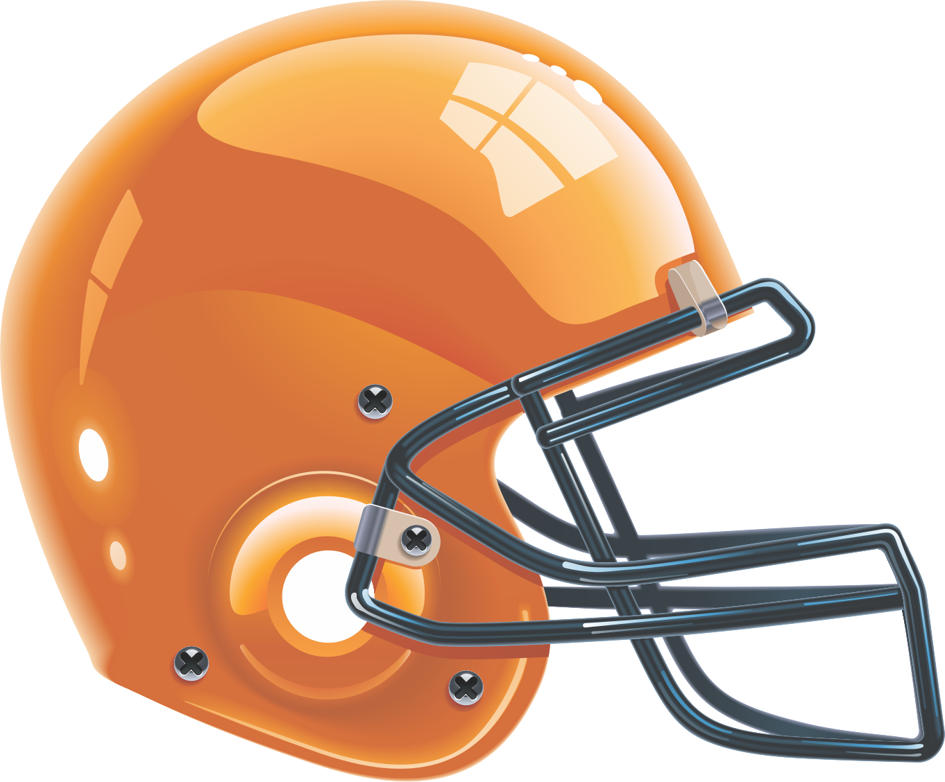 Stallions Vs Hawkeyes - Orange Football Helmet Png (1362x1128), Png Download