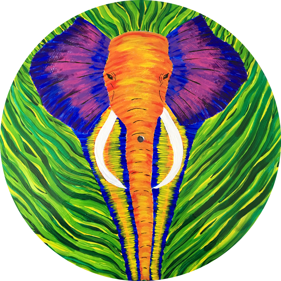Rainforest Elephant Painting (30x30x0 - Illustration (1075x1075), Png Download