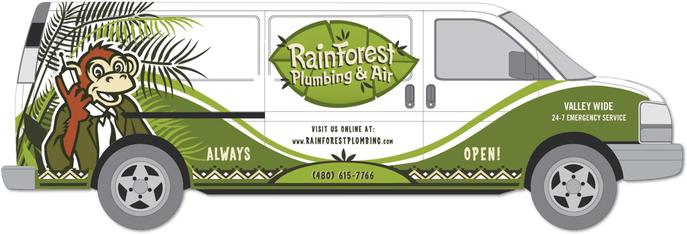 Phoenix Plumbing, Heating, Air Conditioning - Rainforest Plumbing Logo (993x339), Png Download