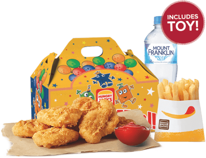 6 Nuggets Kid's Pack - Hungry Jacks Chicken Nuggets (720x540), Png Download