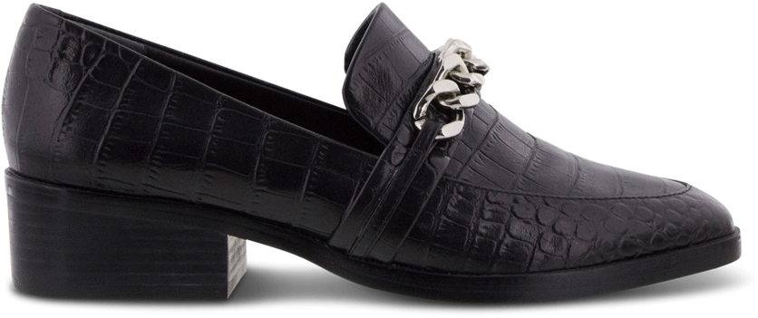 Molly Black Croc Flats - Slip-on Shoe (1000x532), Png Download