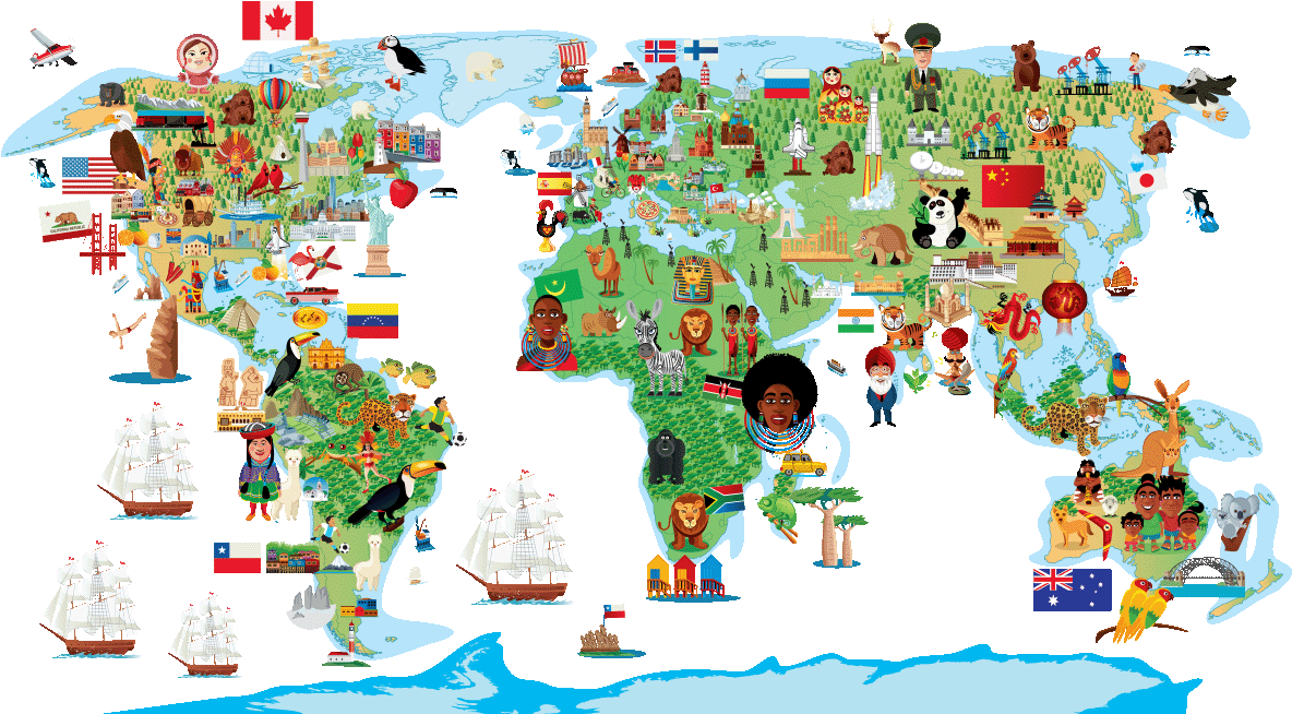 Sticker Carte Du Monde Decouverte Ambiance Sticker - Illustration (1200x1200), Png Download