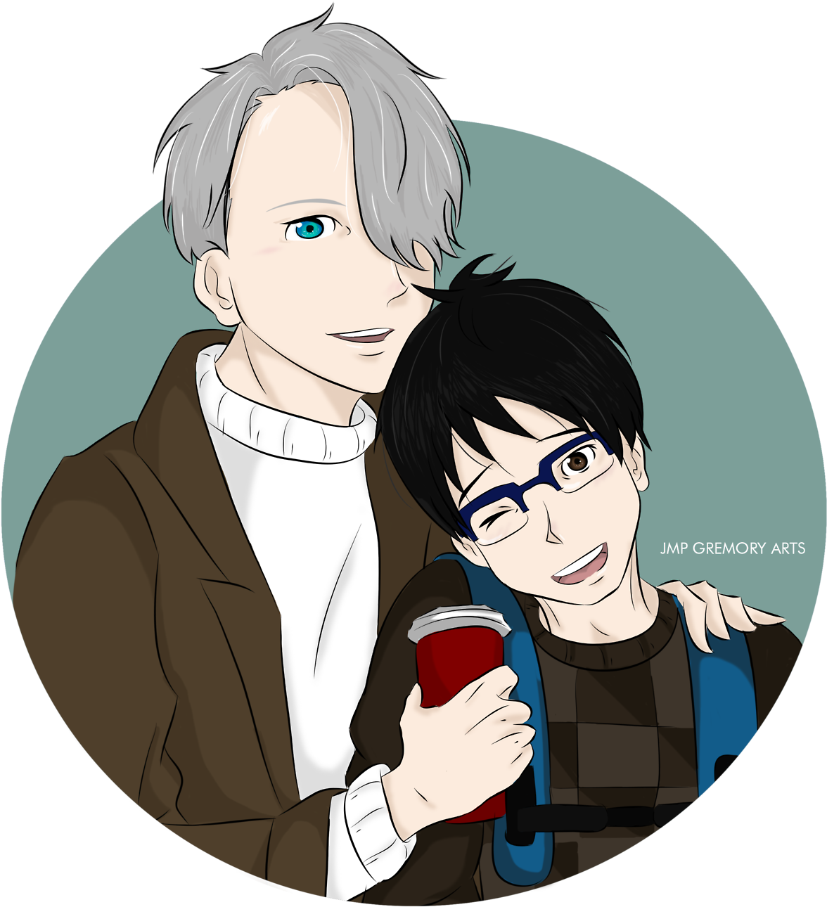 Victuuri Yuri On Ice Yuuri Katsuki Victor Nikiforov - Cartoon (1280x1791), Png Download