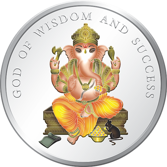 10 Gms Silver 999 Ganesh Ji Color Coin - Ganesh Ji (640x640), Png Download