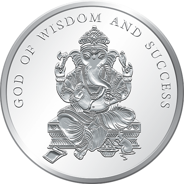 5 Gms Silver 999 Ganesh Ji Without Color Coin - Ganesh Coin (640x640), Png Download