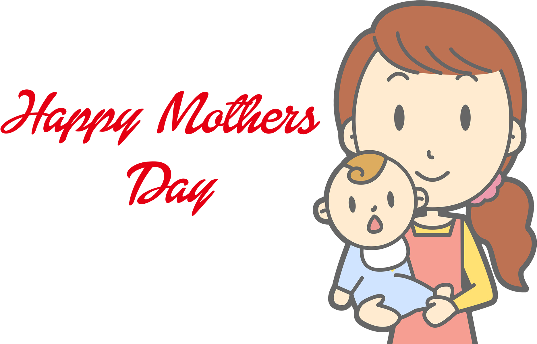 Download Happy Mothers Day Png Clipart - Cartoon Mummy With Baby PNG Image  with No Background 