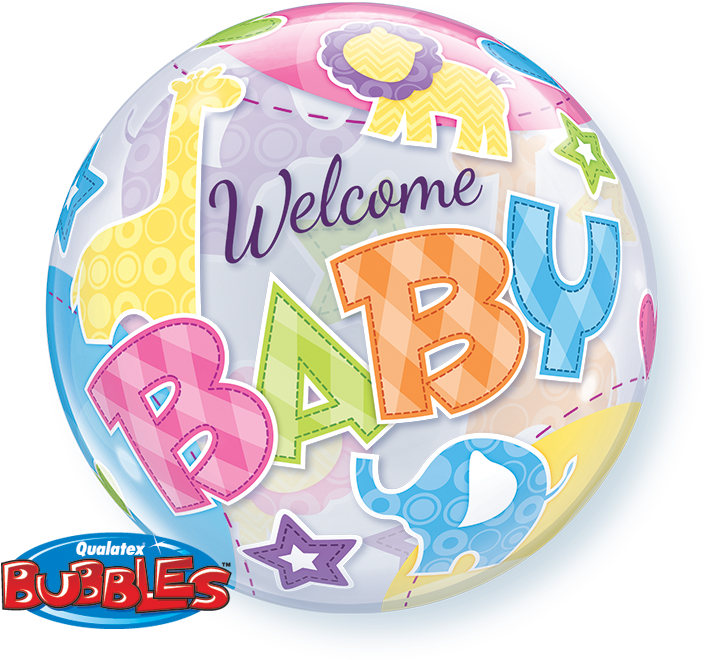 22" Welcome Baby Animals Patterns Single Bubble - Welcome Bebe (703x703), Png Download