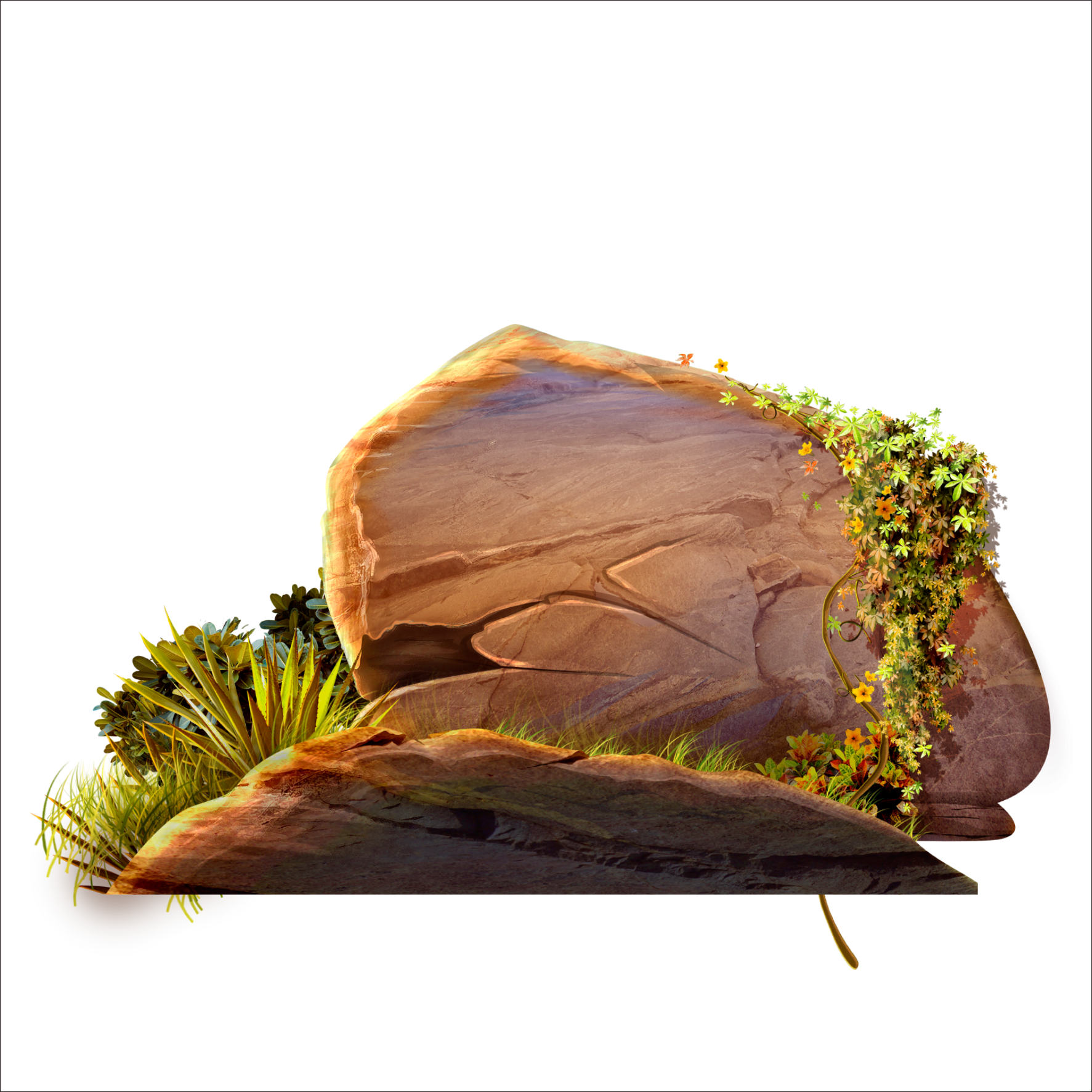 Rock, Landscape, Boulder, Grass Png Image With Transparent - Grass (1773x1773), Png Download