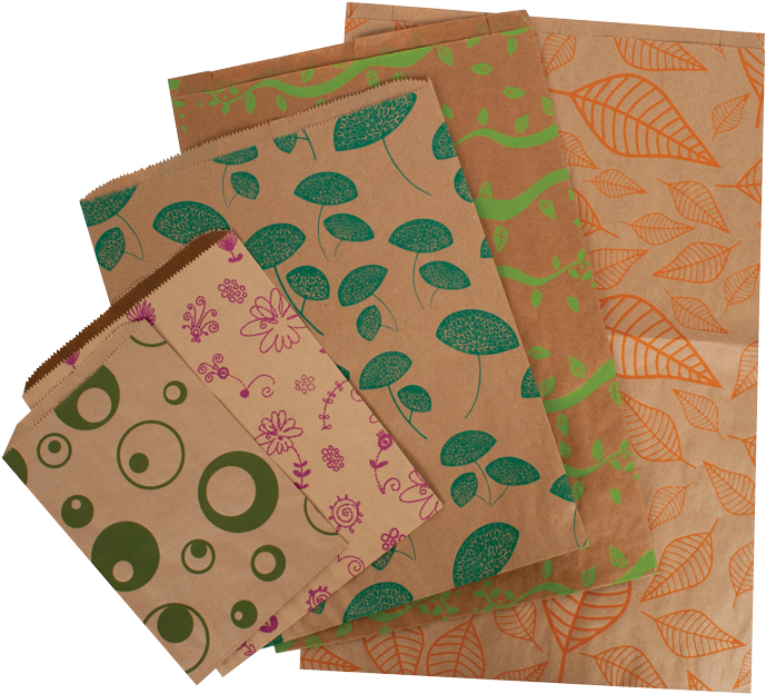 Patterned Kraft Merchandise Bags (700x700), Png Download