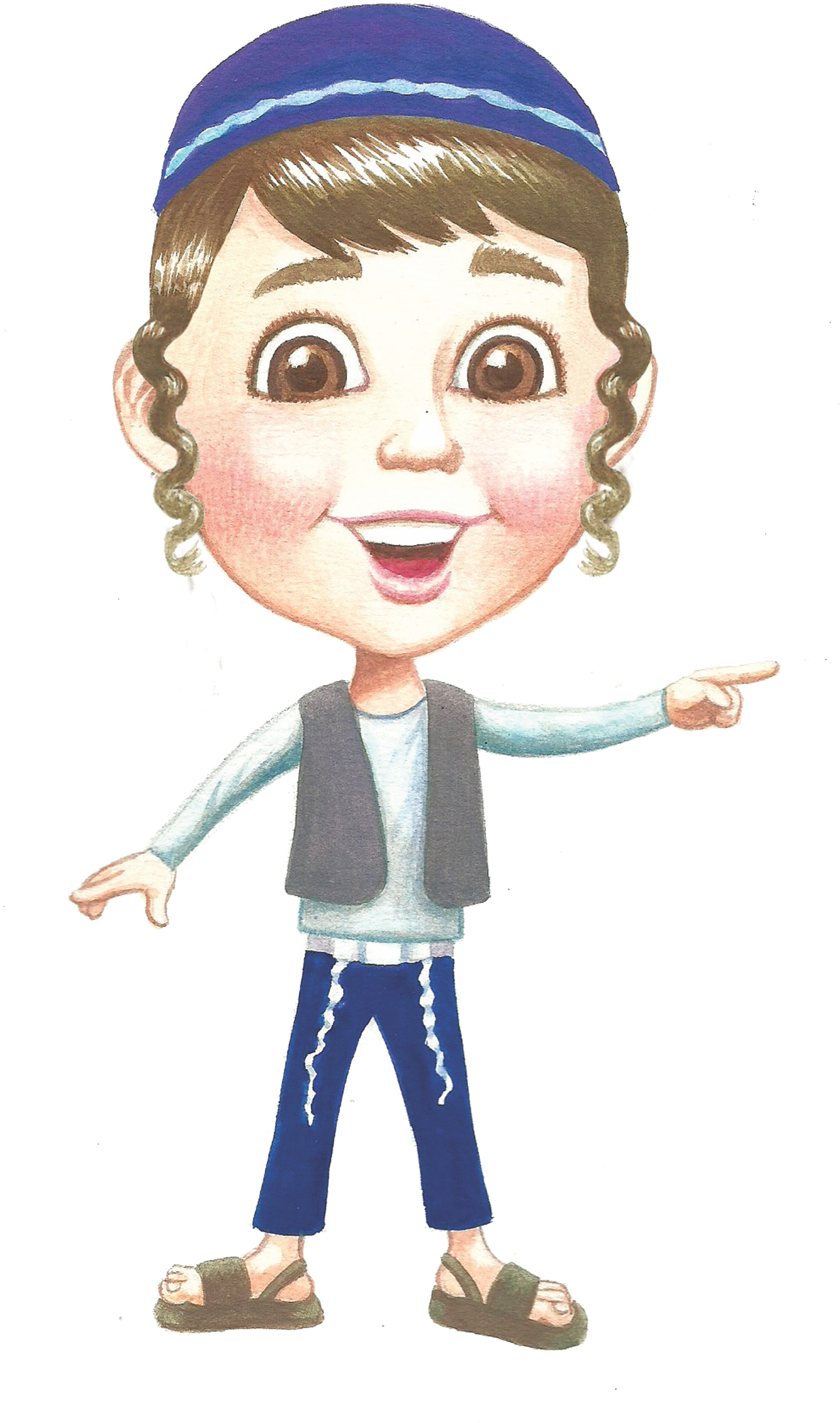 Simon, Our Jewish Friend, Walks With Us Through The - Jewish Children Cartoon (1500x2620), Png Download