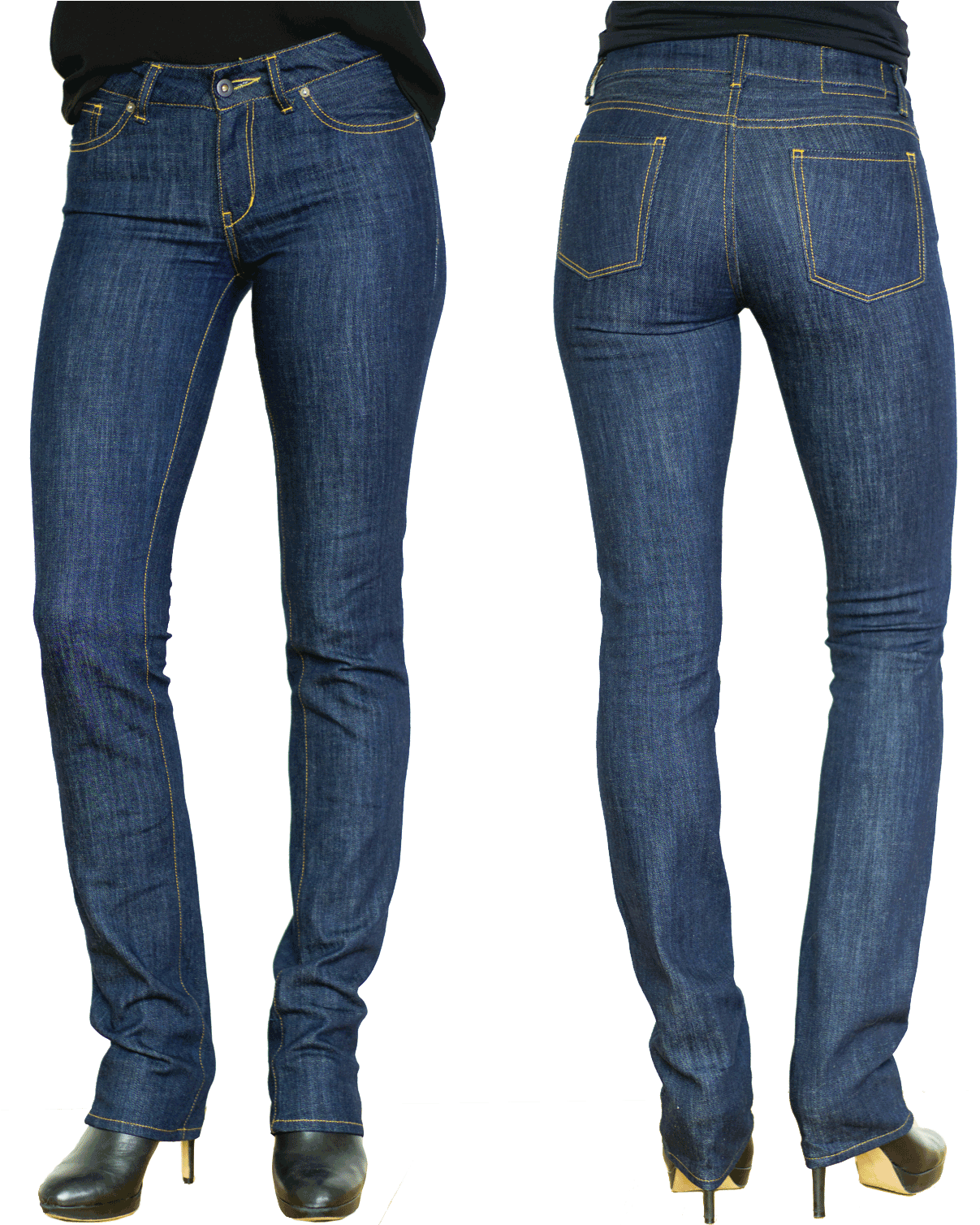 00 Front Back - Women's Jeans Front And Back (1377x1536), Png Download