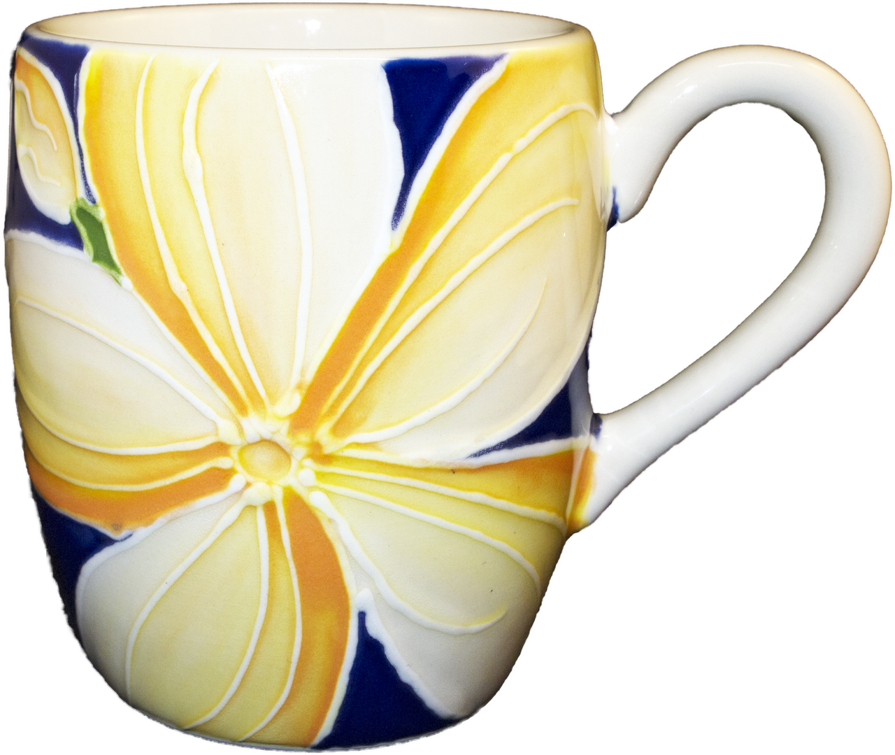 Barrel Mug 16oz Blue Plumeria - Ceramic (1280x1079), Png Download